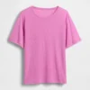Locker sitzendes T-Shirt aus Leinenmischung
