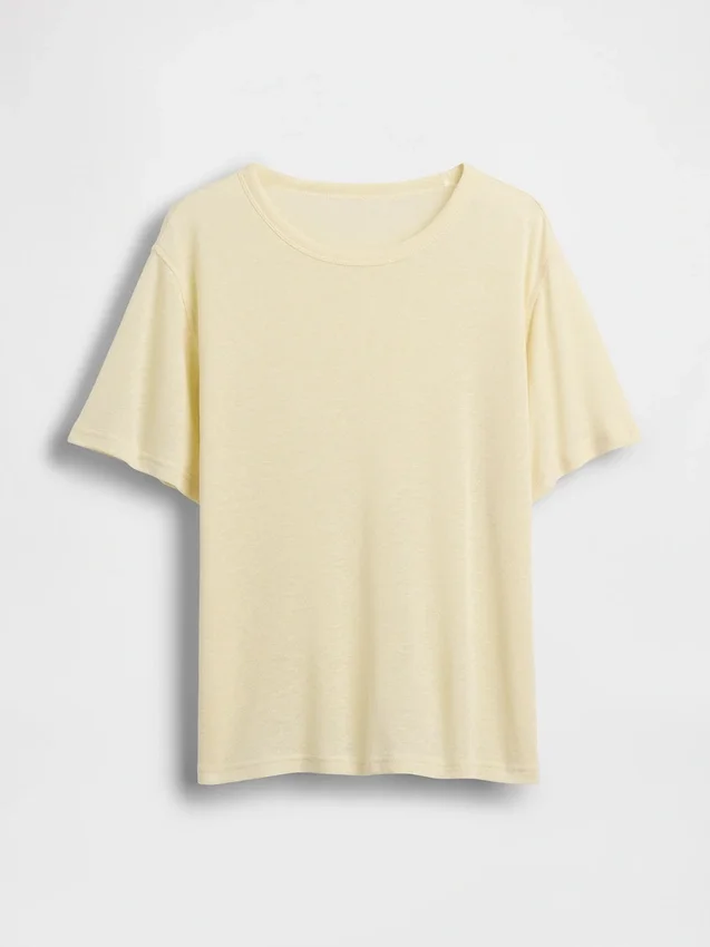 Locker sitzendes T-Shirt aus Leinenmischung