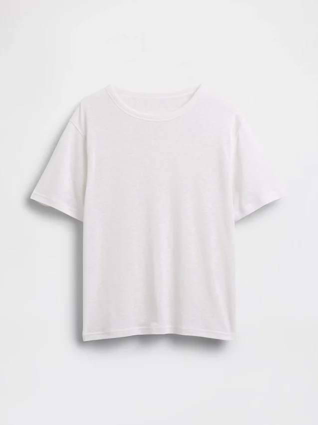 Locker sitzendes T-Shirt aus Leinenmischung