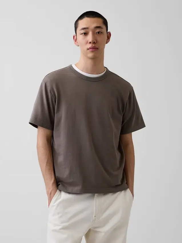 Locker sitzendes T-Shirt für Erwachsene aus schwerer Baumwollmischung