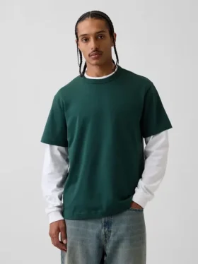 Locker sitzendes T-Shirt für Erwachsene aus schwerer Baumwollmischung