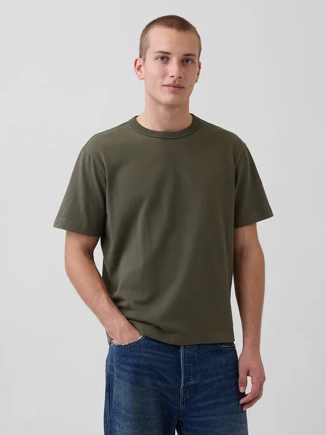 Locker sitzendes T-Shirt für Erwachsene aus schwerer Baumwollmischung