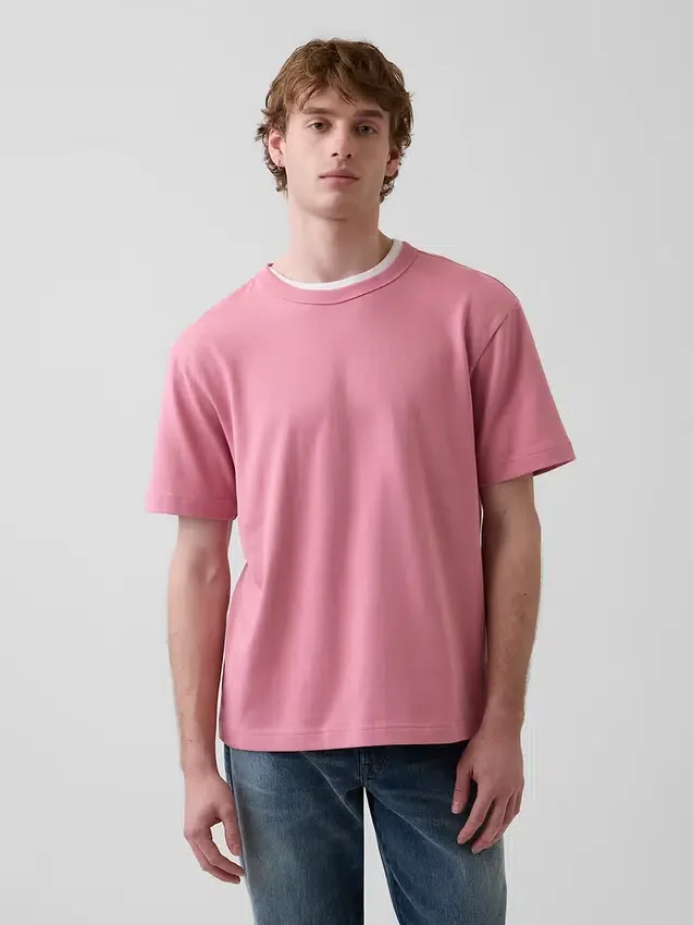 Locker sitzendes T-Shirt für Erwachsene aus schwerer Baumwollmischung