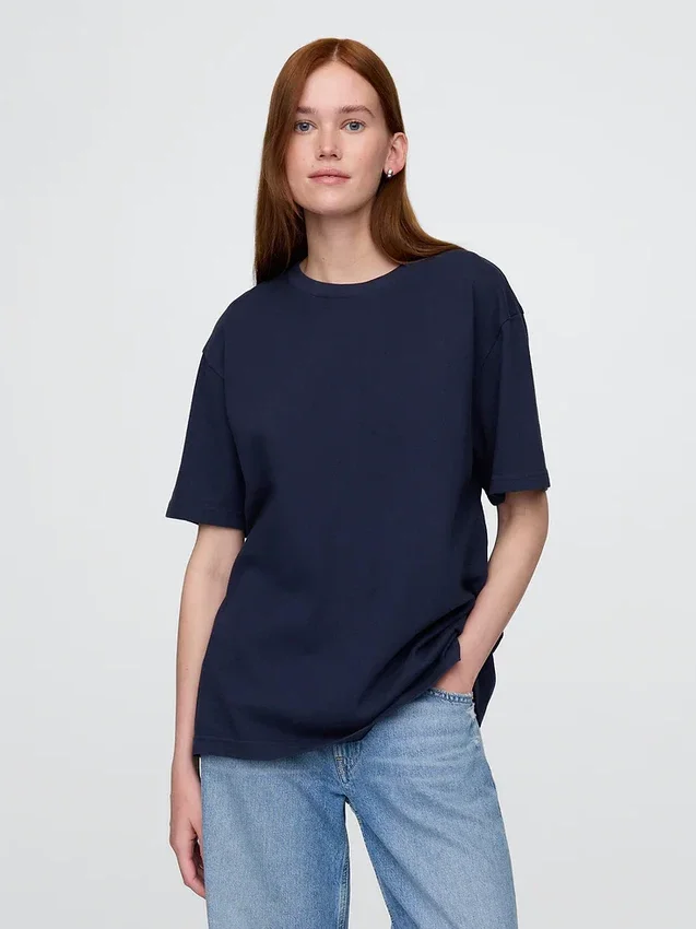 Locker sitzendes T-Shirt für Erwachsene aus schwerer Baumwollmischung