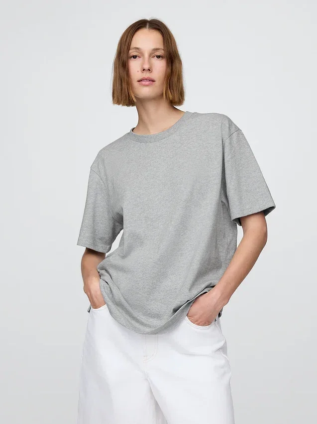 Locker sitzendes T-Shirt für Erwachsene aus schwerer Baumwollmischung