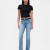 Long & Lean-Jeans mit niedriger Leibhöhe und geflochtenen Taschen