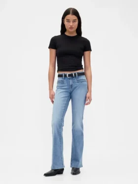 Long & Lean-Jeans mit niedriger Leibhöhe und geflochtenen Taschen