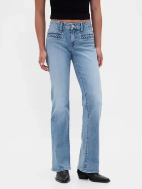 Long & Lean-Jeans mit niedriger Leibhöhe und geflochtenen Taschen