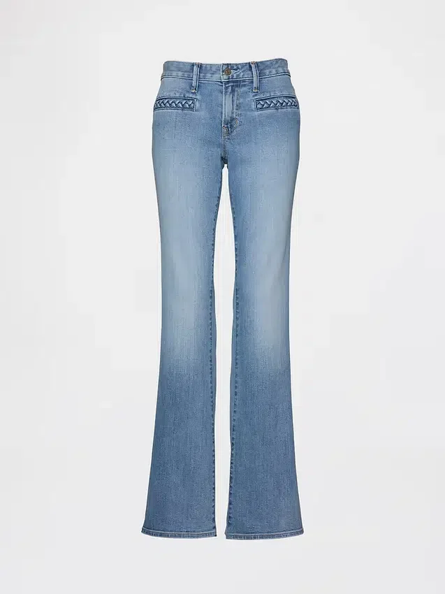 Long & Lean-Jeans mit niedriger Leibhöhe und geflochtenen Taschen