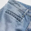 Long & Lean-Jeans mit niedriger Leibhöhe und geflochtenen Taschen