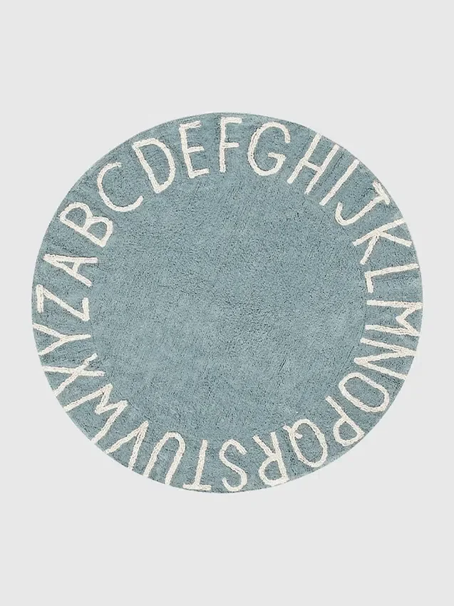 Lorena Canals Waschbarer Teppich „Abc“ in Natur und Vintage-Blau