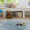 Lorena Canals Waschbarer Teppich „Abc“ in Natur und Vintage-Blau