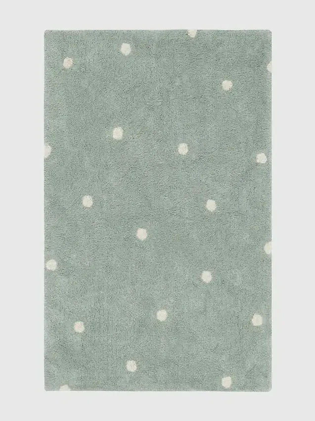 Lorena Canals Waschbarer Teppich „Mini Dot“ Blau-Salbei