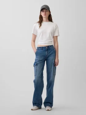 Lose Cargo-Jeans im Low-Rise-Stil der 90er