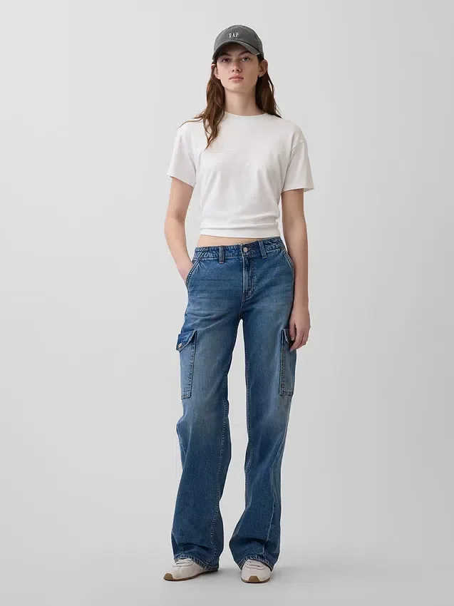 Lose Cargo-Jeans im Low-Rise-Stil der 90er