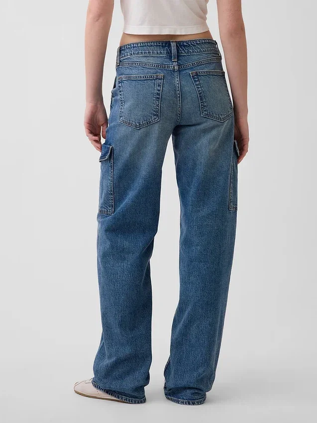Lose Cargo-Jeans im Low-Rise-Stil der 90er