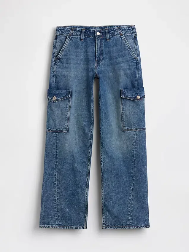 Lose Cargo-Jeans im Low-Rise-Stil der 90er