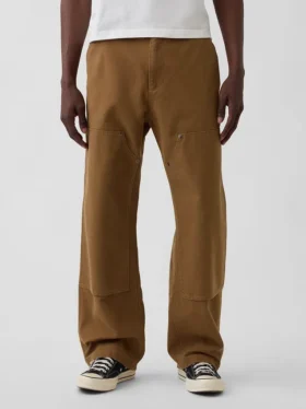 Lose Carpenter-Hose im 90er-Jahre-Stil aus Canvas mit doppelten Knieverstärkungen