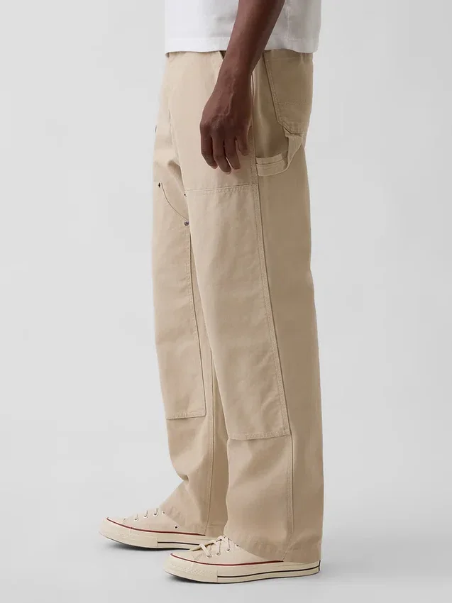 Lose Carpenter-Hose im 90er-Jahre-Stil aus Canvas mit doppelten Knieverstärkungen