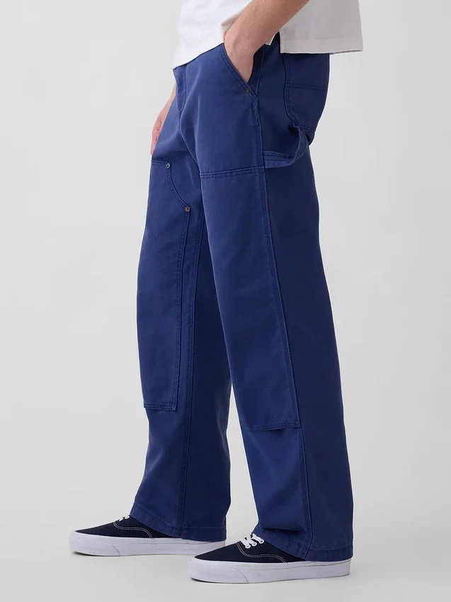 Lose Carpenter-Hose im 90er-Jahre-Stil aus Canvas mit doppelten Knieverstärkungen