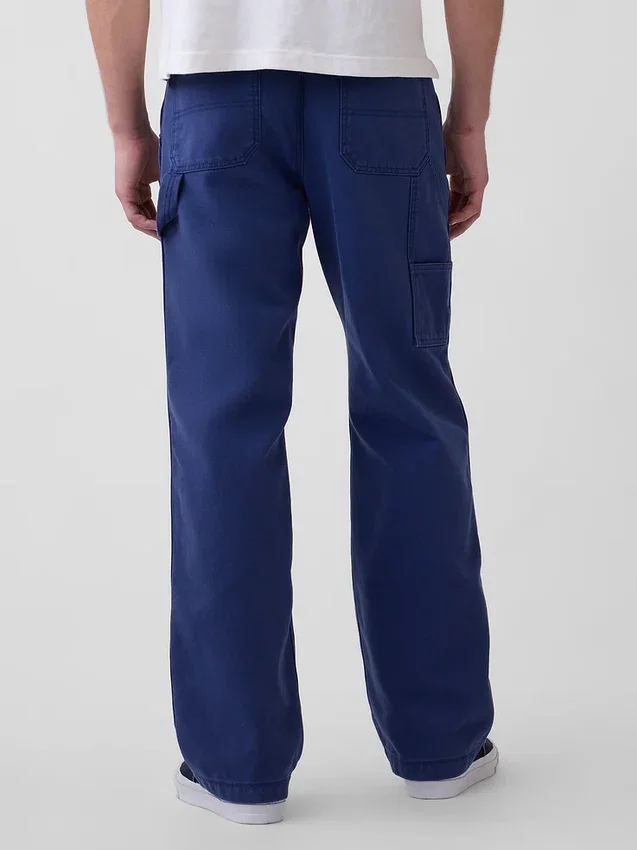 Lose Carpenter-Hose im 90er-Jahre-Stil aus Canvas mit doppelten Knieverstärkungen