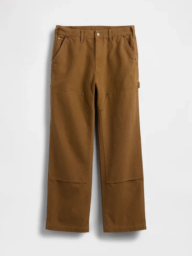 Lose Carpenter-Hose im 90er-Jahre-Stil aus Canvas mit doppelten Knieverstärkungen
