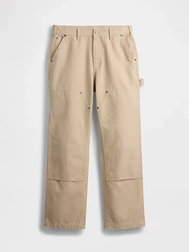 Lose Carpenter-Hose im 90er-Jahre-Stil aus Canvas mit doppelten Knieverstärkungen