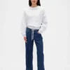 Lose Jeans im 90er-Jahre-Stil mit niedriger Leibhöhe und Kordelzug