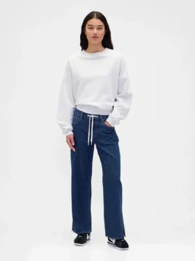Lose Jeans im 90er-Jahre-Stil mit niedriger Leibhöhe und Kordelzug
