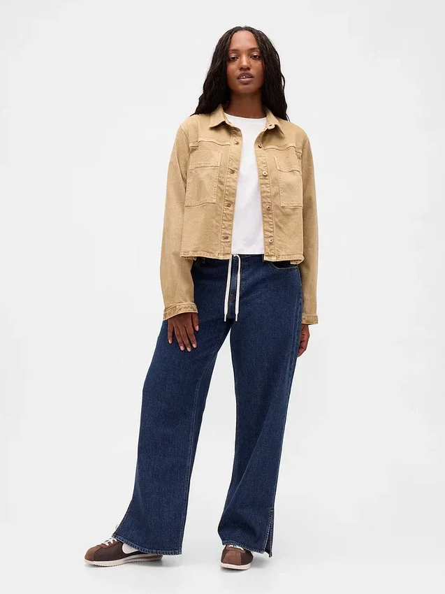 Lose Jeans im 90er-Jahre-Stil mit niedriger Leibhöhe und Kordelzug