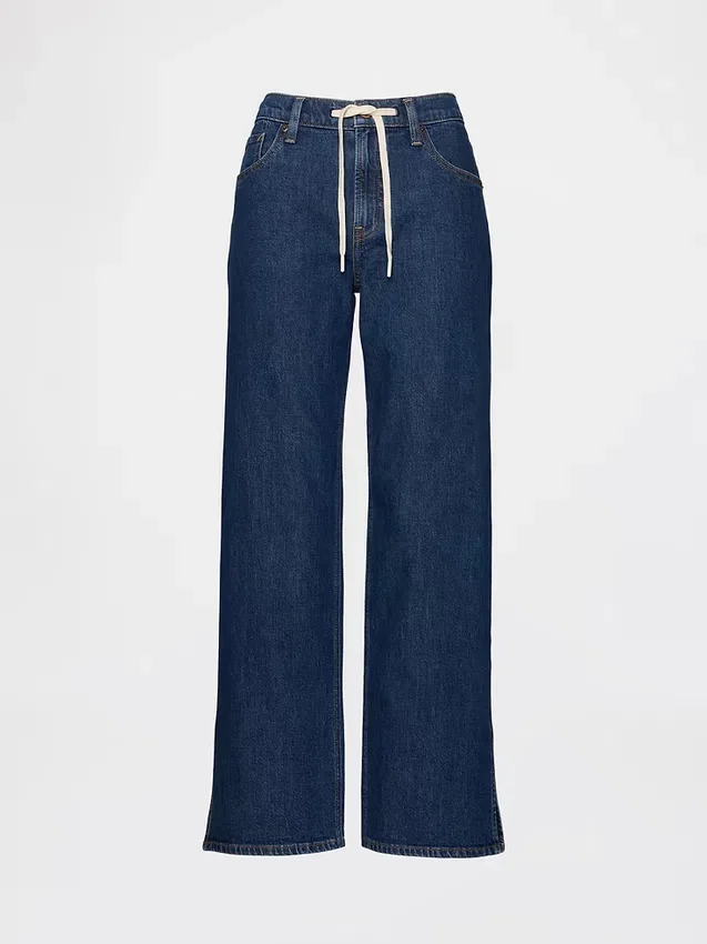Lose Jeans im 90er-Jahre-Stil mit niedriger Leibhöhe und Kordelzug