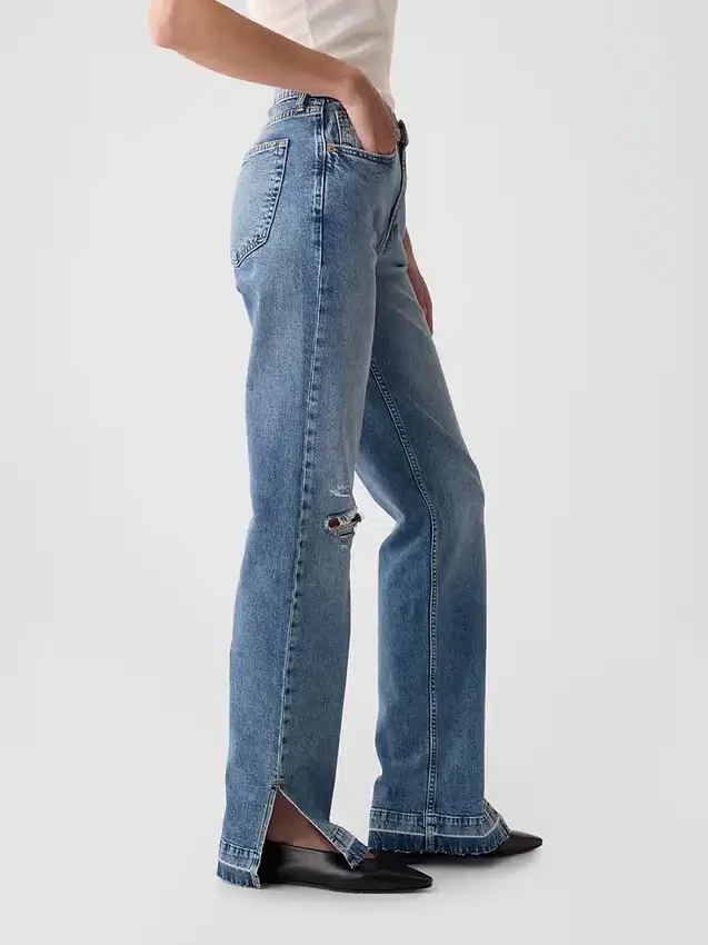 Lose Jeans im Stil der 90er mit mittlerer Leibhöhe