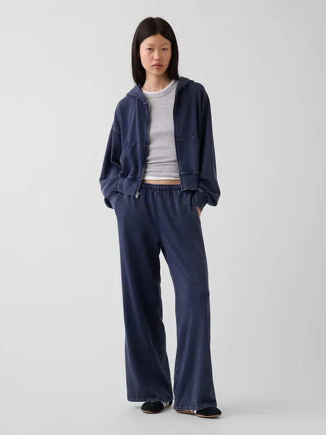 Lose Jogginghose aus Vintagesoft-Frottee mit mittlerer Leibhöhe