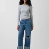 Low-Rise-Jeans im 90er-Jahre-Stil, locker und kurz geschnitten