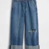 Low-Rise-Jeans im 90er-Jahre-Stil, locker und kurz geschnitten