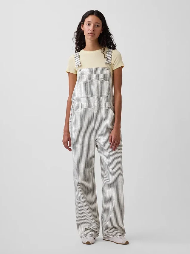 Lässige Denim-Streifen-Latzhose