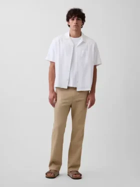 Lässige, gerade geschnittene Hose aus Leinen-Baumwolle
