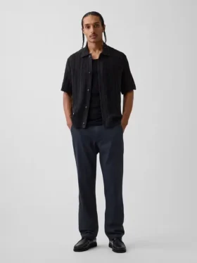 Lässige, gerade geschnittene Hose aus Leinen-Baumwolle