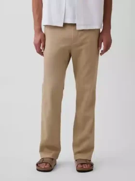 Lässige, gerade geschnittene Hose aus Leinen-Baumwolle