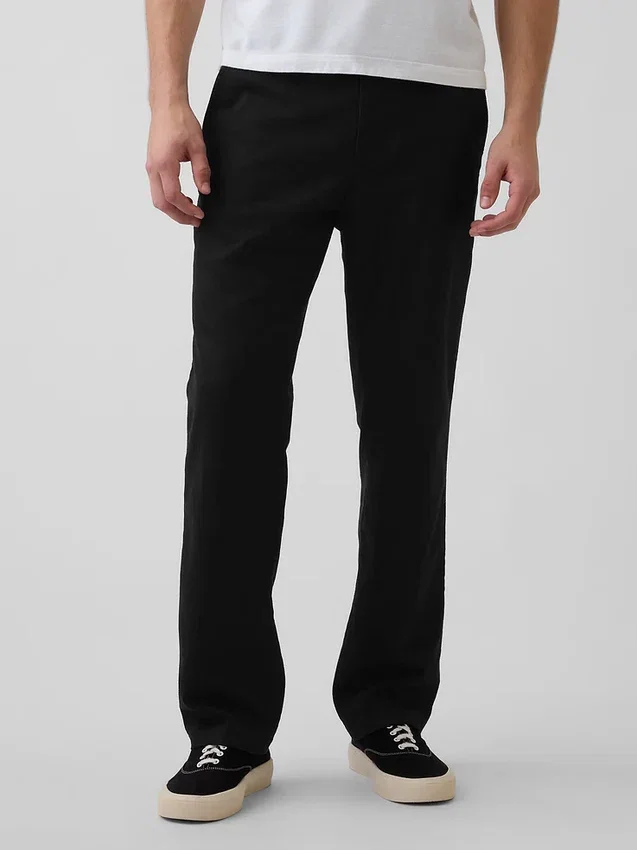 Lässige, gerade geschnittene Hose aus Leinen-Baumwolle