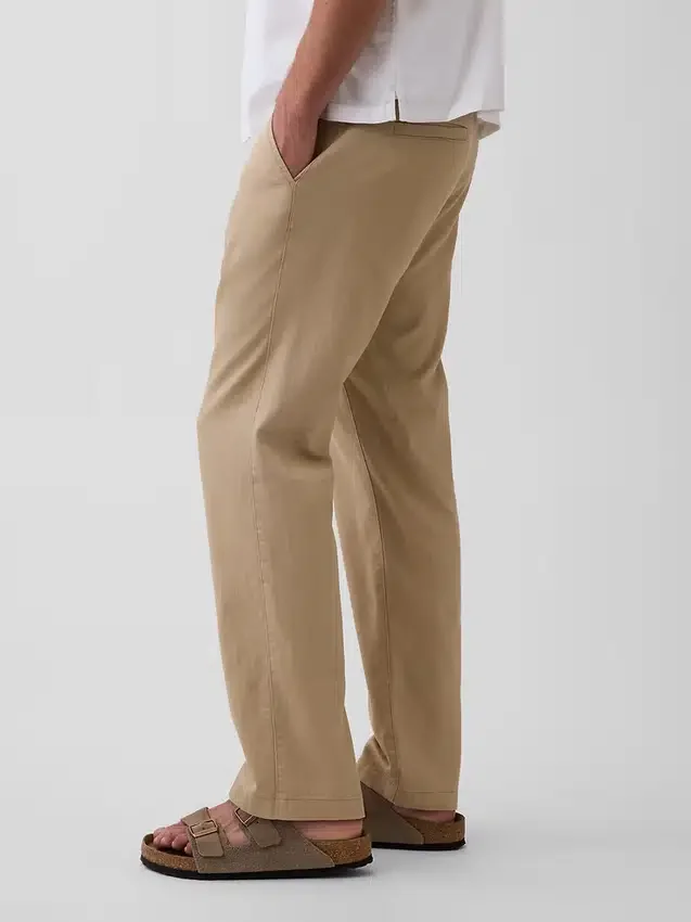 Lässige, gerade geschnittene Hose aus Leinen-Baumwolle