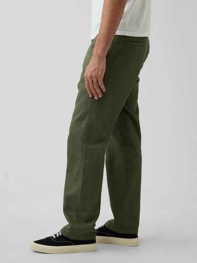 Lässige, gerade geschnittene Hose aus Leinen-Baumwolle