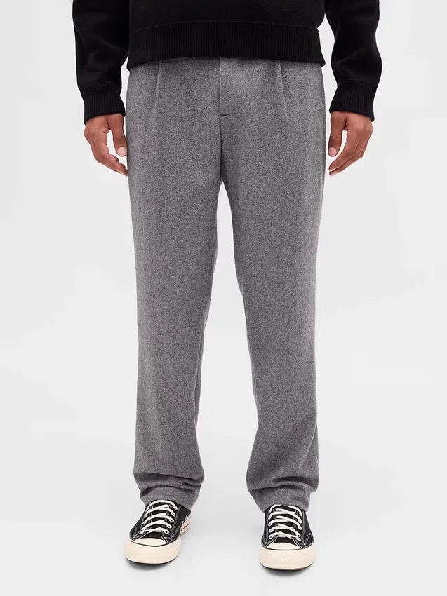 Lässige, gerade geschnittene Hose aus Wollmischung