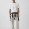 Lässige gerade Hose aus Leinen-Baumwolle