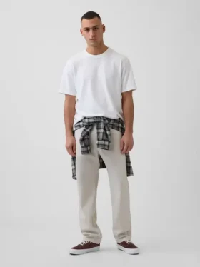 Lässige gerade Hose aus Leinen-Baumwolle