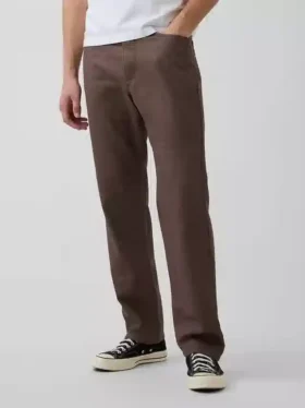 Lässige gerade Hose aus Leinen-Baumwolle