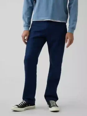 Lässige gerade Hose aus Leinen-Baumwolle