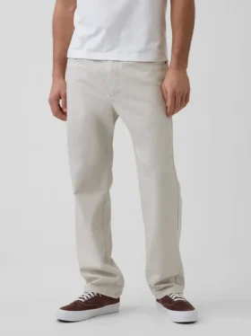 Lässige gerade Hose aus Leinen-Baumwolle