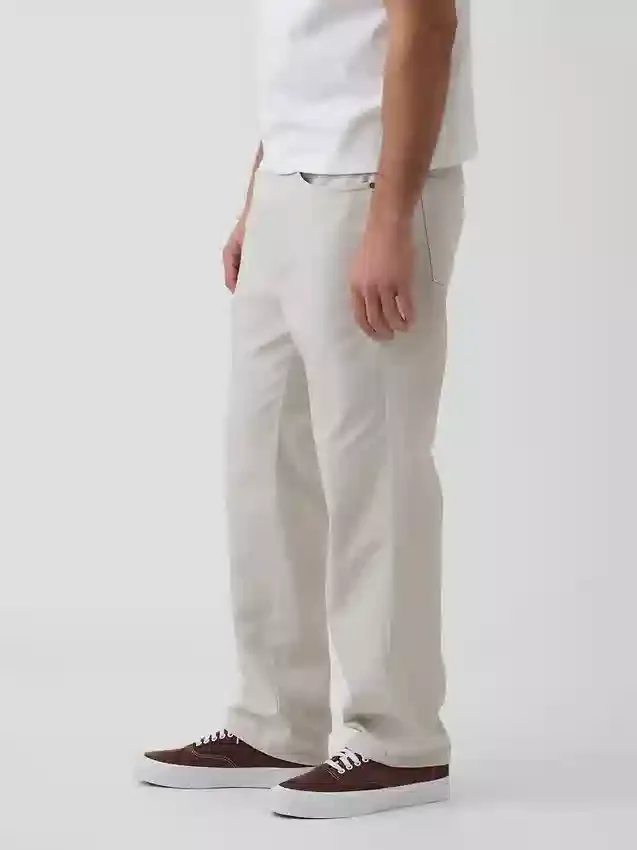 Lässige gerade Hose aus Leinen-Baumwolle