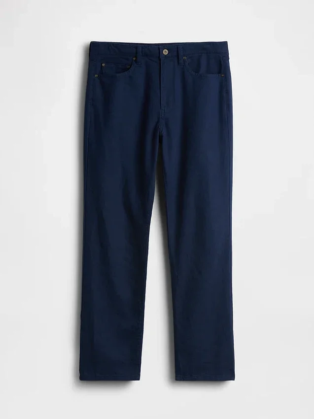 Lässige gerade Hose aus Leinen-Baumwolle